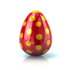 3d illustration of red Easter egg isolated on white background