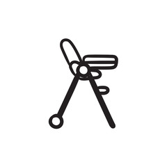 Baby chair for feeding sketch icon.