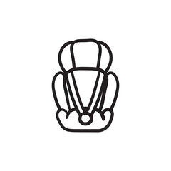 Baby car seat sketch icon.
