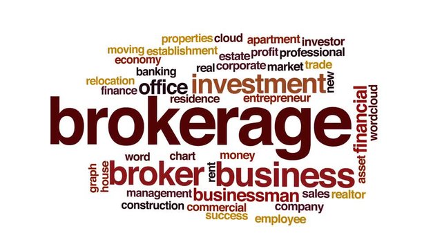 Brokerage animated word cloud, text design animation.