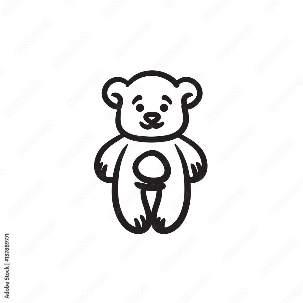 Sticker Teddy bear sketch icon.