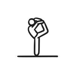 Man practicing yoga sketch icon.