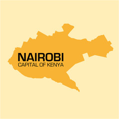 simple outline map of Kenyas capital Nairobi - obrazy, fototapety, plakaty