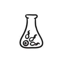 In vitro fertilisation sketch icon.