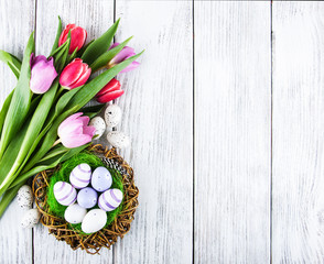 easter background with eggs