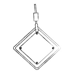 monochrome contour hand drawing of hook holding a traffic sign vector illustration