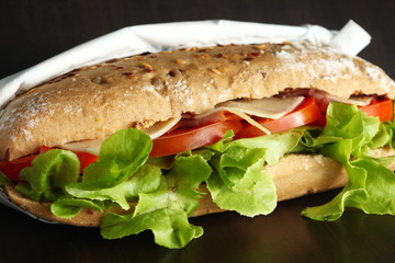 Rye bread ham cheese sandwich represent the food background and concept related idea.