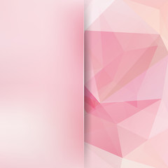 Abstract mosaic background. Blur background. Triangle geometric background. Design elements. Vector illustration. Pastel pink, white colors.