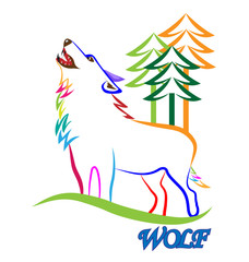 Obraz premium Wolf silhouette colorful logo