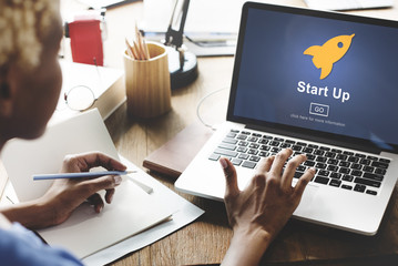 Fototapeta na wymiar Start up Launch Homepage New Business Concept