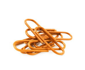 Naklejka premium Pile of office clips isolated