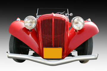 classic red car aero, front view