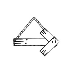 monochrome contour of arrow piece wooden board with cloves and chain vector illustration