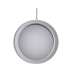 color silhouette with circular frame mirror with chain vector illustration