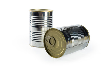metal cans on a white background.