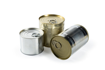 metal cans on a white background.