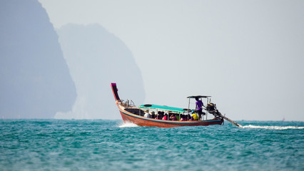 Longtail boats at  Ao Nang beach,  Krabi , Thailand © toa555