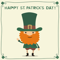 Happy Saint Patrick's Day! Funny St. Patrick in cartoon style. National Irish holiday.