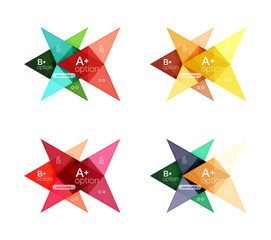 Colorful arrow option infographics banners, business geometric templates