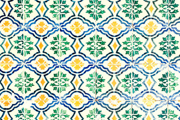 Typical colorful Moroccan ornamental wall background - Lisbon, Portugal December 26, 2016.
