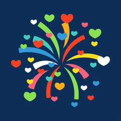 Firework shapes colorful festive vector icon.