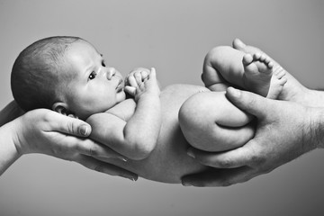 Little baby black and white photo 