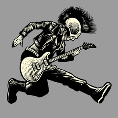 gitarzysta czaszki w stylu punk