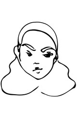 vector sketch of the face of a beautiful young girl