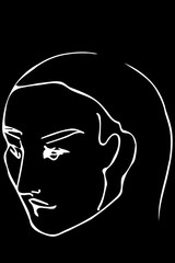 vector sketch of the face of a beautiful young girl
