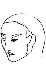 vector sketch of the face of a beautiful young girl