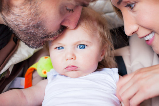 Baby Parents Family Attention Frowning