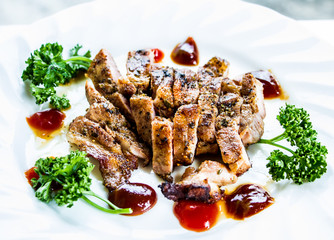 pork steak on plate