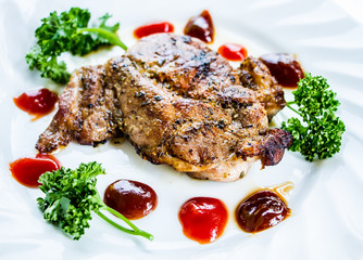 pork steak on plate