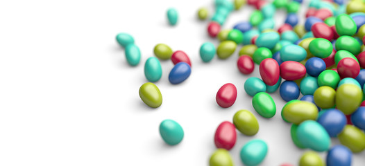 viele Ostereier auf einem Haufen - Konzept Oster, Osterfest, Hintergrund