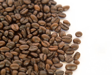 Coffee bean on white background.