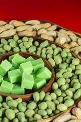 Big party green wasabi peanuts and cheese mix in oriental style