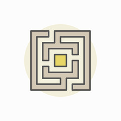 Square maze or labyrinth colorful icon