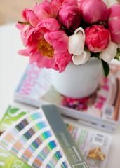 flowers and color swatches