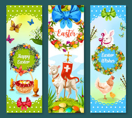 Easter spring holiday festive banner set design