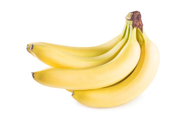 A bunch of bananas on a white background