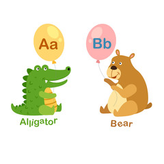 Illustration Isolated Alphabet Letter A-alligator,B-bear