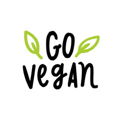 Go vegan lettering. Vector hand written text