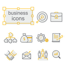 Thin line icons set, Linear symbols set, Business-yellow