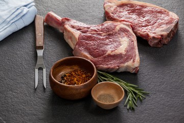 Rib chop, sirloin chop and ingredients