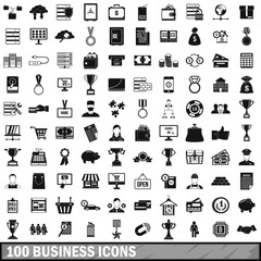 100 business icons set, simple style