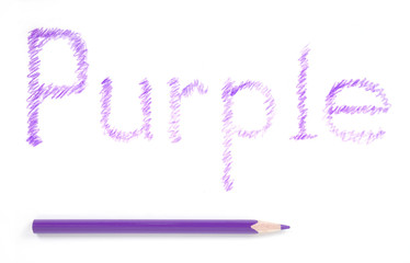  Word Purple on a white paper and the purple color pencil - 137904565