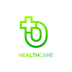 Fototapeta premium Letter O cross plus logo Green color,Medical healthcare hospital Logotype