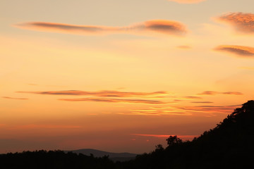 Fototapeta na wymiar Amazing colourful sunrise view in mountains near Vipava valley, Slovenia