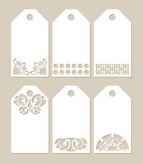 Set stencil labels with carved openwork pattern. Image suitable for laser cutting