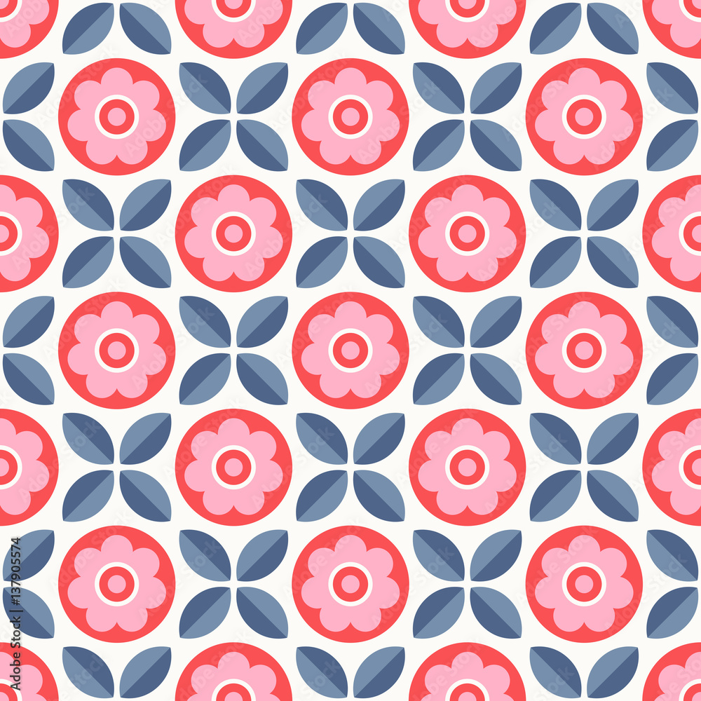 Poster seamless retro pattern with flowers